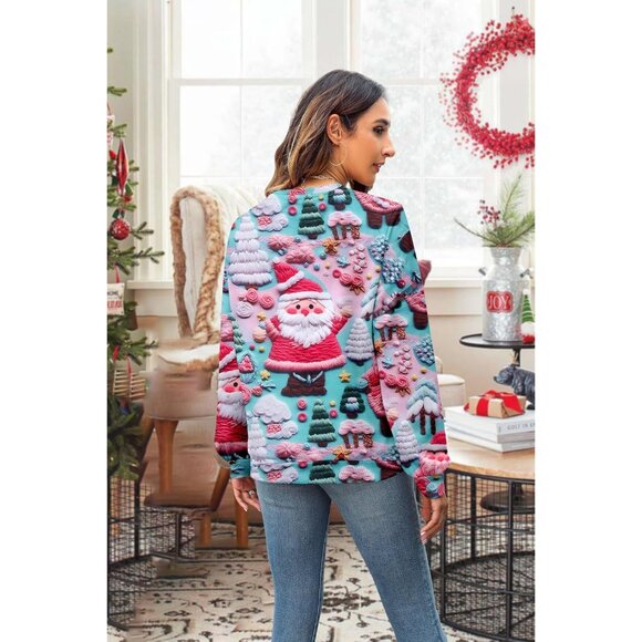 Women Snowman Graphic Pullover 3d Digital Print Crewneck Christmas Sweatshirt - Picture 3 of 7